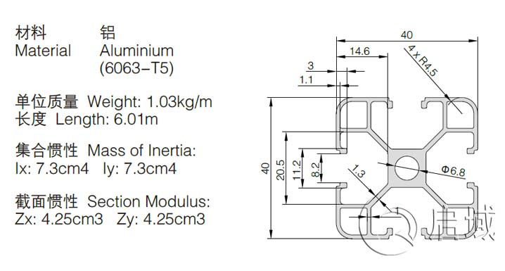 4040超輕型鋁型材 4040超輕型鋁型材
