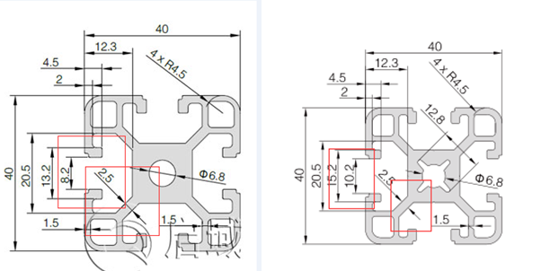 鋁型材圖紙4040 鋁型材圖紙4040